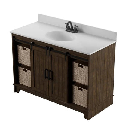 Braylen Sliding Barn Door 48" Single Bathroom Vanity Set