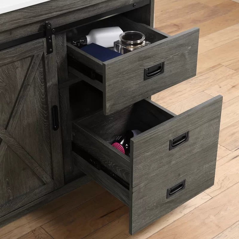 Jillian 36'' Free-Standing Single Bathroom Vanity with Engineered Stone Vanity Top