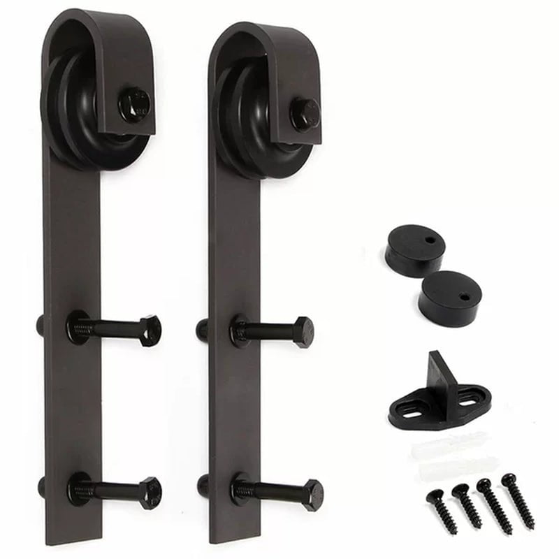 Paneled Wood Castle Series Barn Door with Installation Hardware Kit