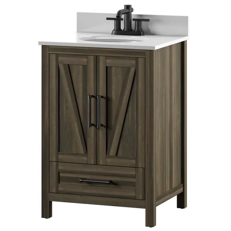 Brian 23.88'' Free-Standing Single Bathroom Vanity with Stone Vanity Top