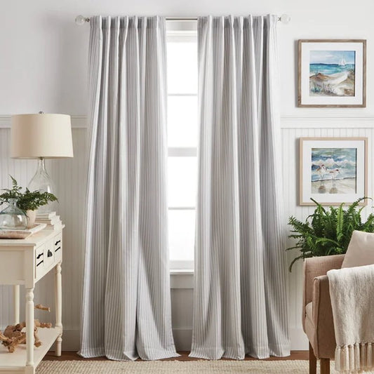 Cotton Blend Blackout Curtain Pair