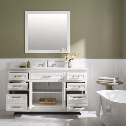 Currahee 60'' Free-Standing Single Bathroom Vanity with Engineered Stone Vanity Top