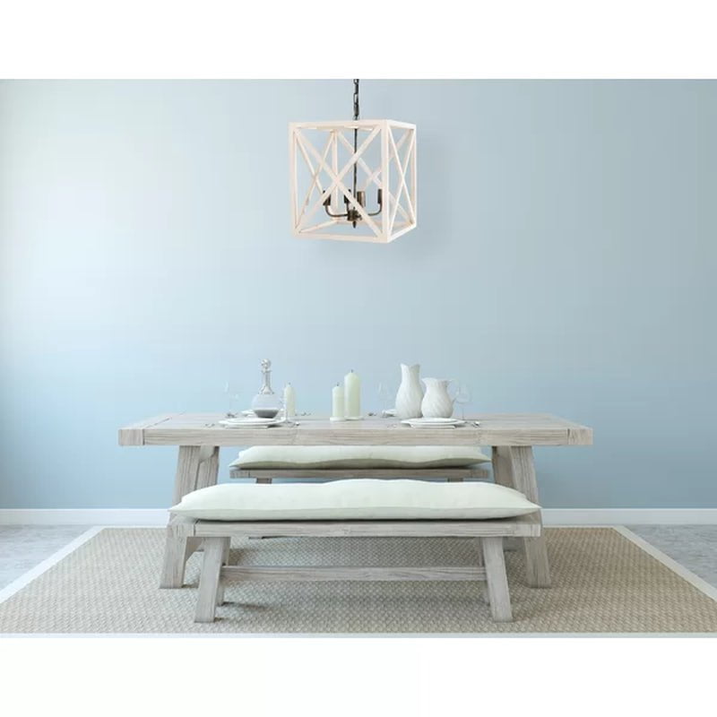 Sabrina 4 - Light Wood Lantern Geometric Chandelier