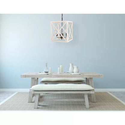 Sabrina 4 - Light Wood Lantern Geometric Chandelier
