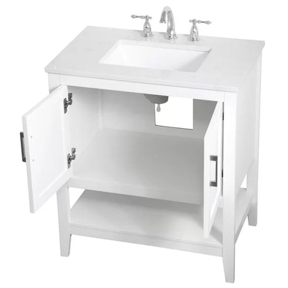 Trieste 29.87'' Free-Standing Single Bathroom Vanity with Quartz Vanity Top