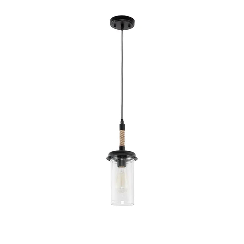 Bernerd Farmhouse Pendant Light with Hemp Rope and Glass Shade