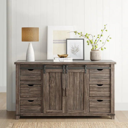 Westhoff 60'' Wide 6 Drawer Pine Solid Wood Credenza