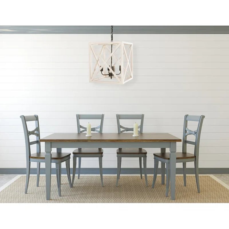 Sabrina 4 - Light Wood Lantern Geometric Chandelier