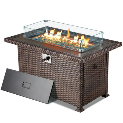 Sarfaraz 24.6'' H X 43.7'' W Aluminum Propane Outdoor Fire Pit Table with Lid