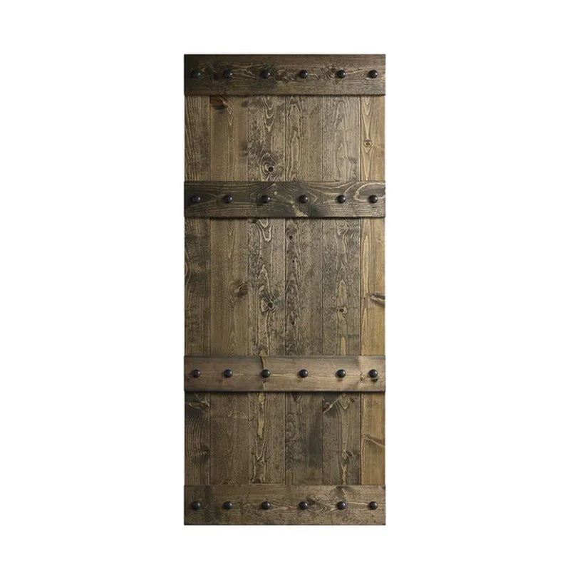 Paneled Wood Castle Series Barn Door with Installation Hardware Kit