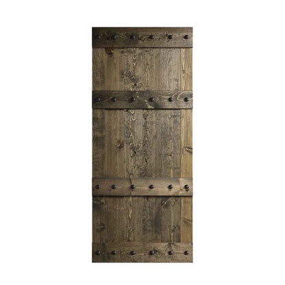 Paneled Wood Castle Series Barn Door with Installation Hardware Kit