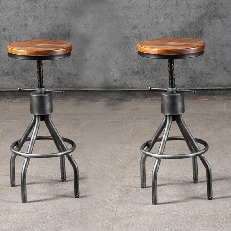 Swivel Solid Wood Adjustable Height Bar Stool