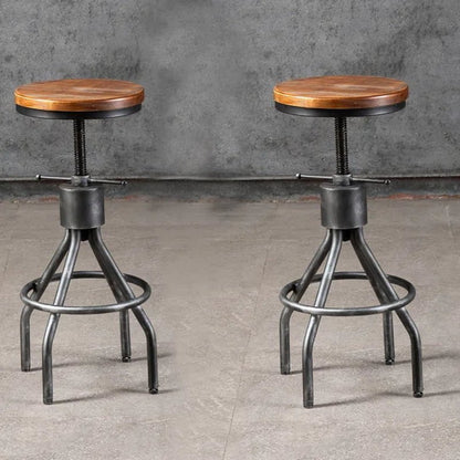 Swivel Solid Wood Adjustable Height Bar Stool