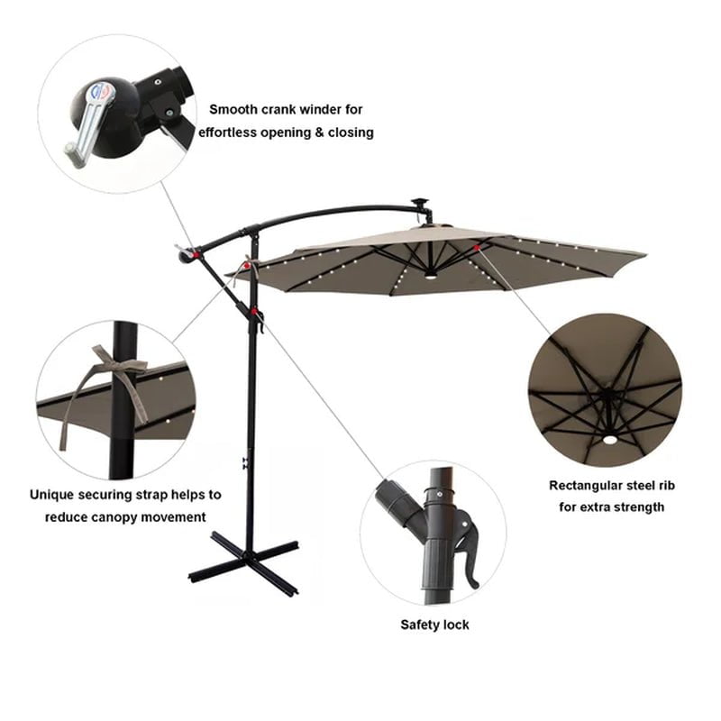 Fritts 120'' Lighted Cantilever Umbrella