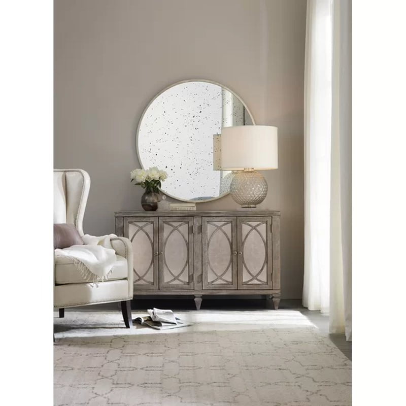 Rustic Glam 52'' Wide 2 Drawer Rubberwood Solid Wood Credenza