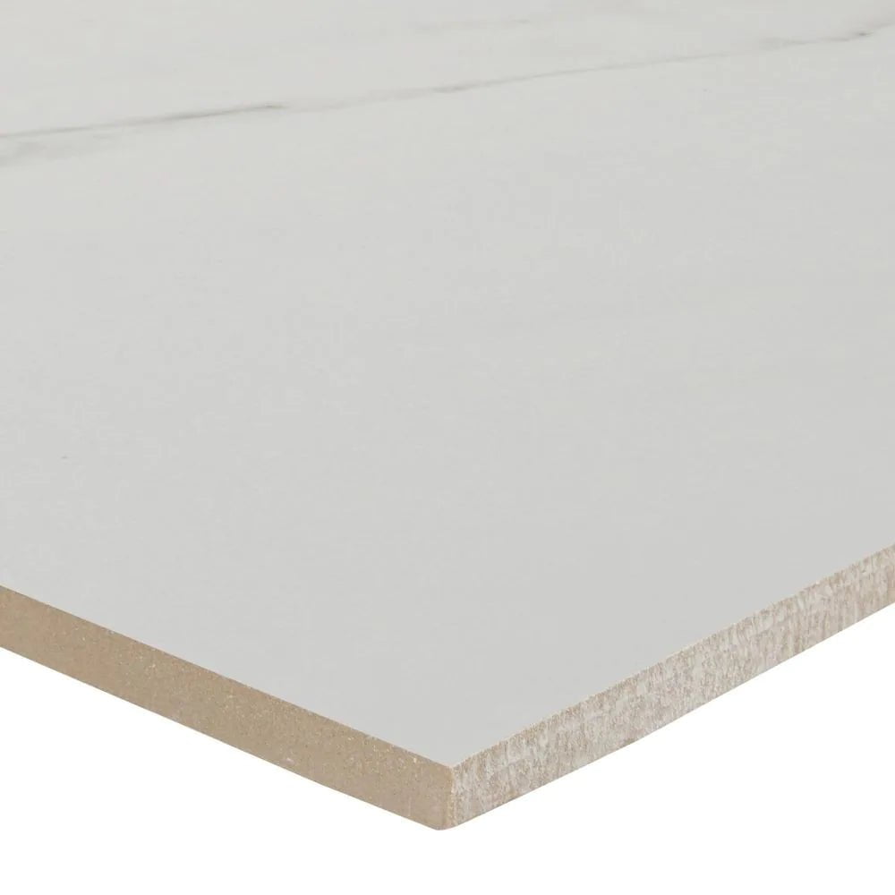 Carrara 12 In. X 24 In. Polished Porcelain Stone Look Floor and Wall Tile (16 Sq. Ft./Case)