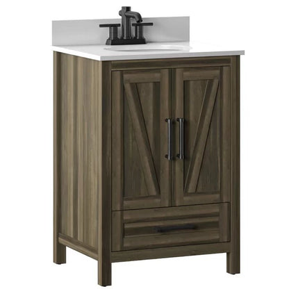 Brian 23.88'' Free-Standing Single Bathroom Vanity with Stone Vanity Top