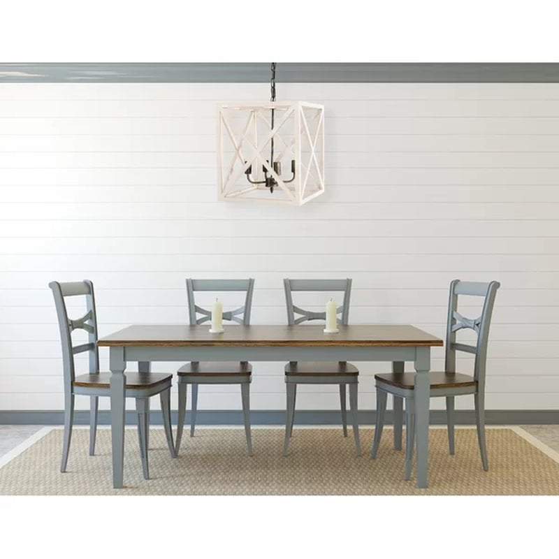 Sabrina 4 - Light Wood Lantern Geometric Chandelier