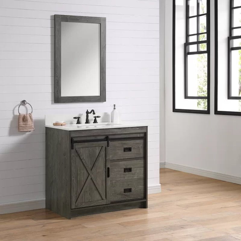 Jillian 36'' Free-Standing Single Bathroom Vanity with Engineered Stone Vanity Top