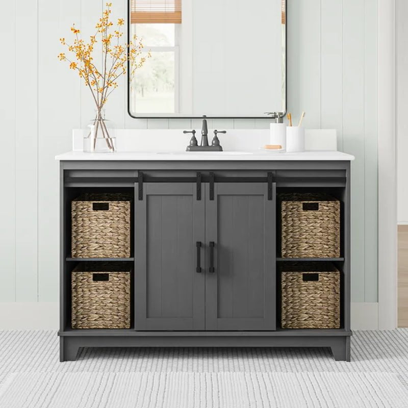 Braylen Sliding Barn Door 48" Single Bathroom Vanity Set