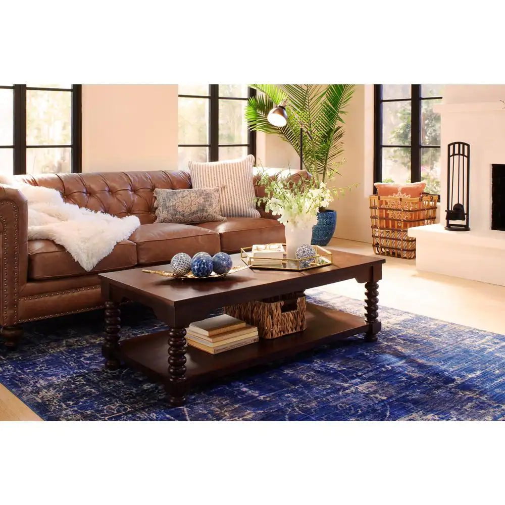 Blakely 95 In. Arena Vintage Brown Leather 3 - Seater Chesterfield Sofa with Removable Cushions