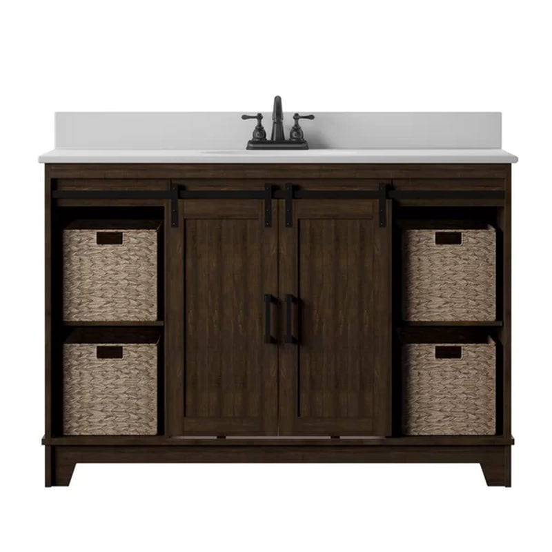 Braylen Sliding Barn Door 48" Single Bathroom Vanity Set
