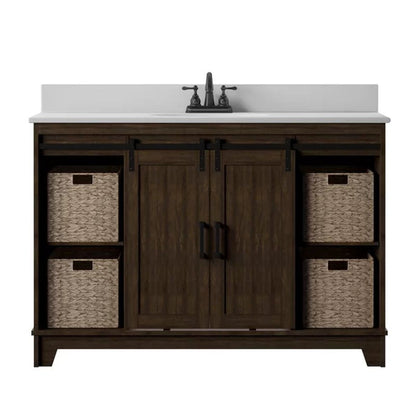 Braylen Sliding Barn Door 48" Single Bathroom Vanity Set