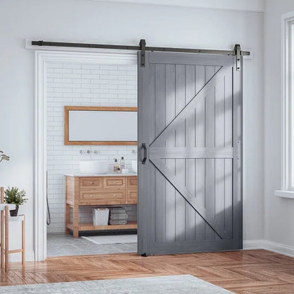 Paneled Wood Sliding Barn Door with Installation Hardware Kit