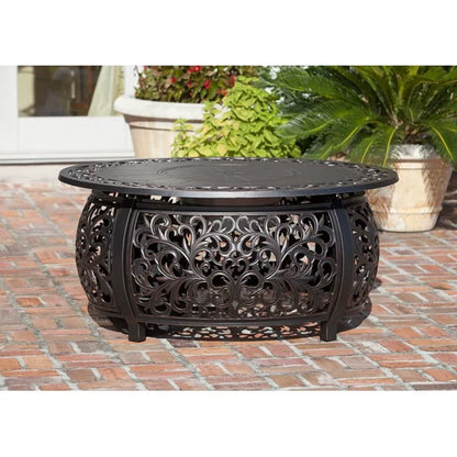 Slattery 24.6'' H X 48'' W Aluminum Propane Outdoor Fire Pit Table with Lid