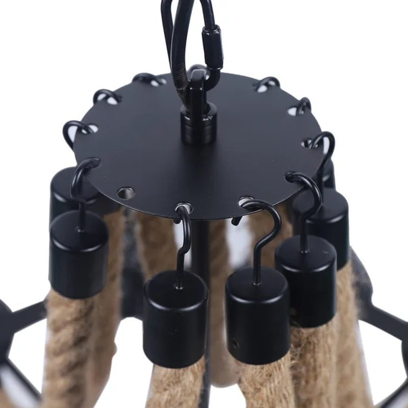 Iasos Industrial Farmhouse 12 Light Pendant Lamp Hemp Rope Chandelier Ceiling Fixture