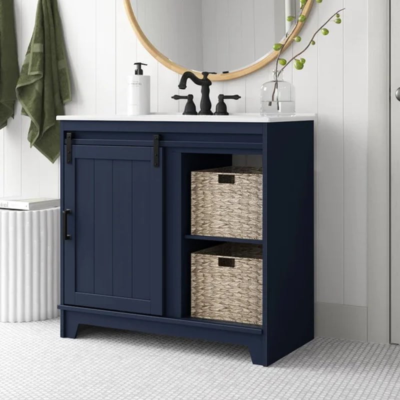 Braylen 35.88'' Free-Standing Single Bathroom Vanity with Ceramic Vanity Top