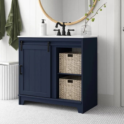 Braylen 35.88'' Free-Standing Single Bathroom Vanity with Ceramic Vanity Top