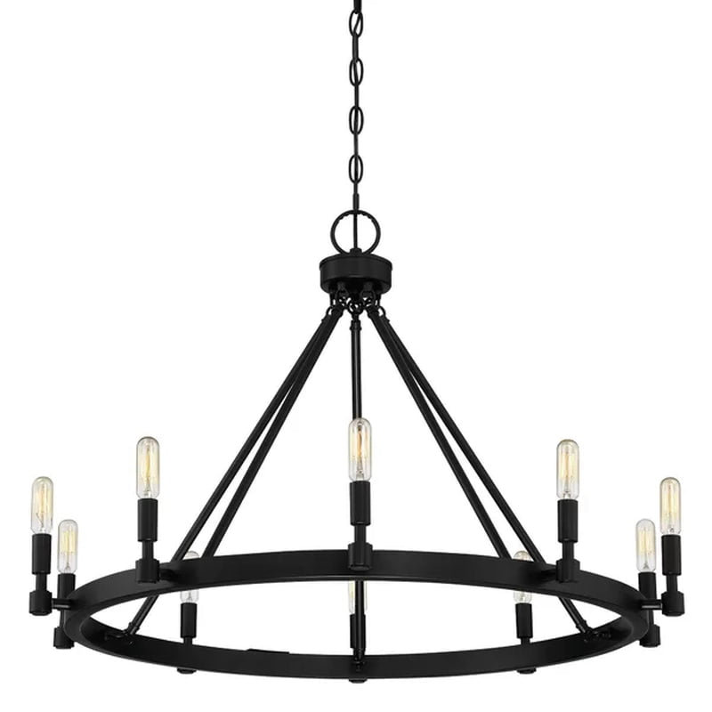 Calvin 10 - Light Dimmable Wagon Wheel Chandelier