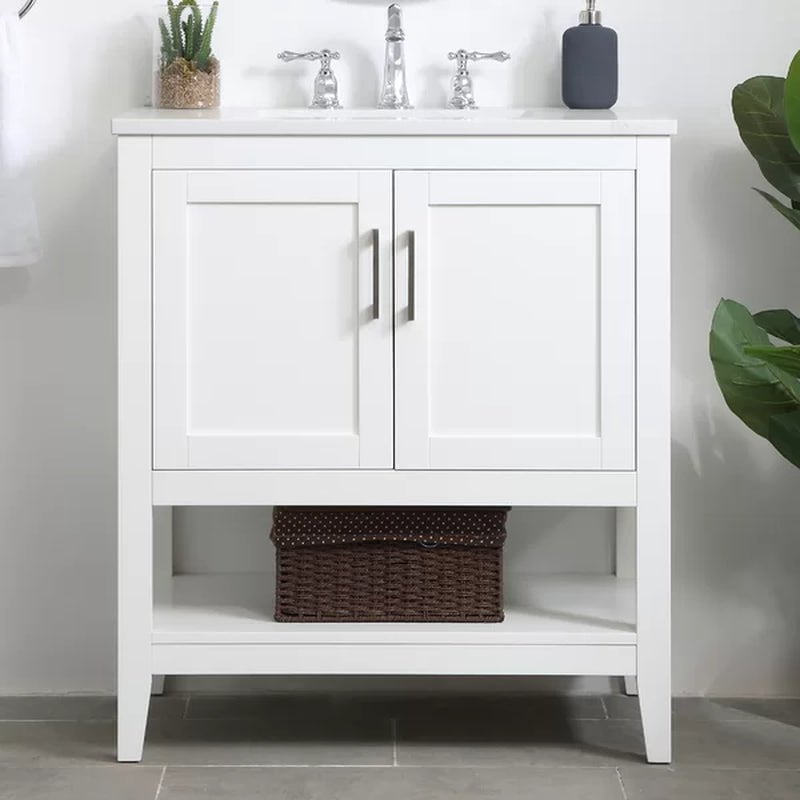Trieste 29.87'' Free-Standing Single Bathroom Vanity with Quartz Vanity Top