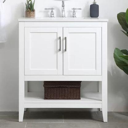 Trieste 29.87'' Free-Standing Single Bathroom Vanity with Quartz Vanity Top