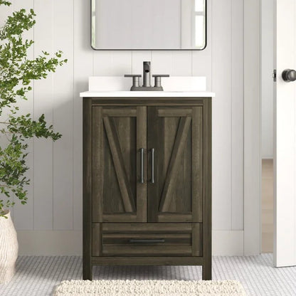 Brian 23.88'' Free-Standing Single Bathroom Vanity with Stone Vanity Top