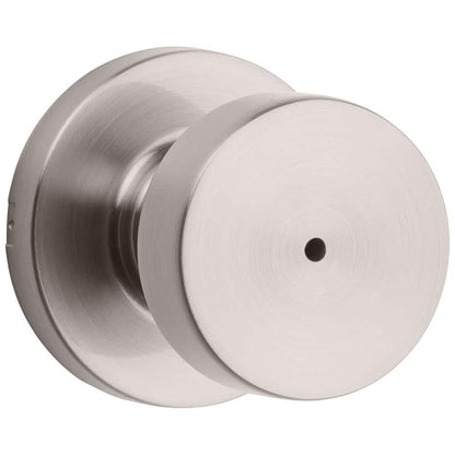 Pismo round Satin Nickel Bed/Bath Door Knob Featuring Microban Antimicrobial Technology with Lock