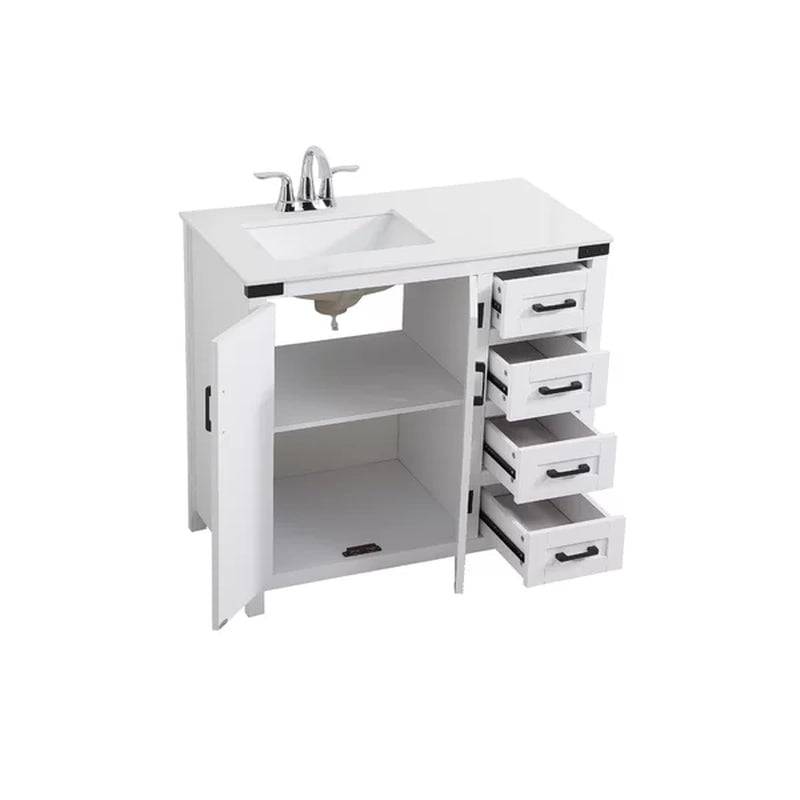 Williamston 36'' Free-Standing Single Bathroom Vanity with Engineering Stone Vanity Top
