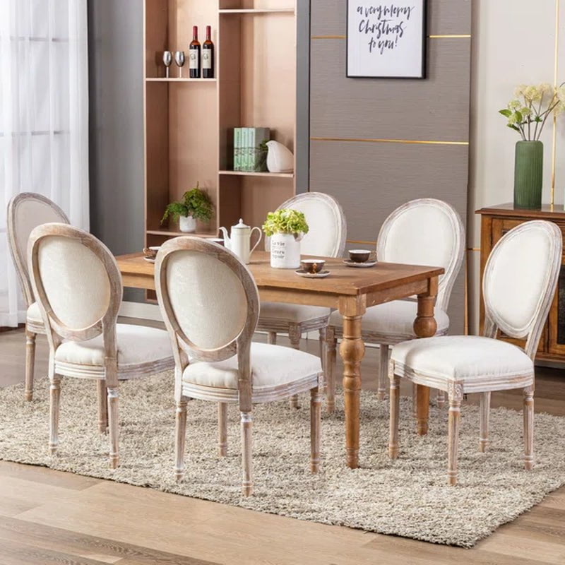 Ramani Linen Upholstered King Louis Back Side Chair