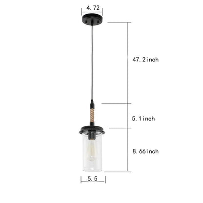 Bernerd Farmhouse Pendant Light with Hemp Rope and Glass Shade