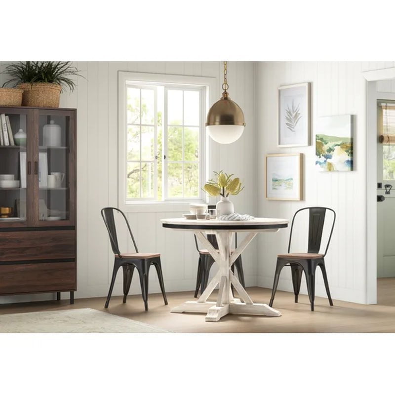 Collins Slat Back Stacking Side Chair in Gunmetal Gray/Brown