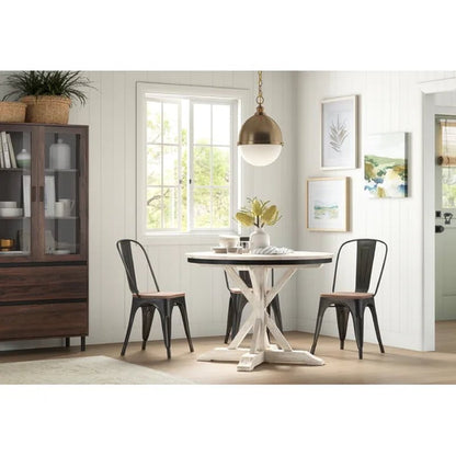 Collins Slat Back Stacking Side Chair in Gunmetal Gray/Brown
