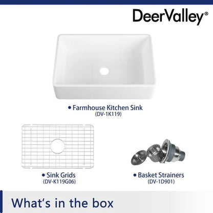 Feast 33" L X 20" W Farmhouse Kitchen Sink with Sink Grid and Basket Strainer