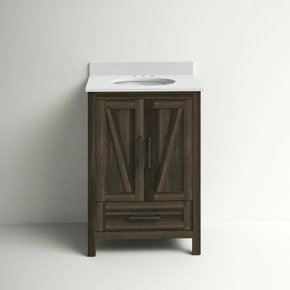 Brian 23.88'' Free-Standing Single Bathroom Vanity with Stone Vanity Top
