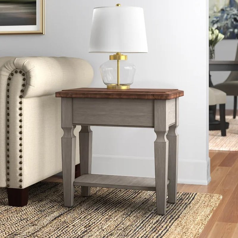 Bonas 24'' Tall Solid Wood End Table with Storage