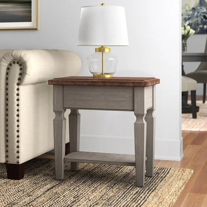 Bonas 24'' Tall Solid Wood End Table with Storage