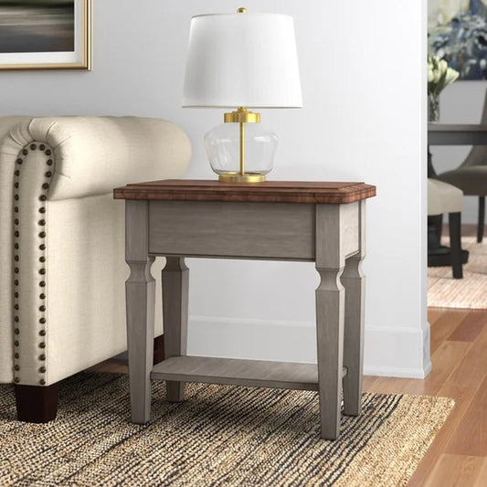 Bonas 24'' Tall Solid Wood End Table with Storage