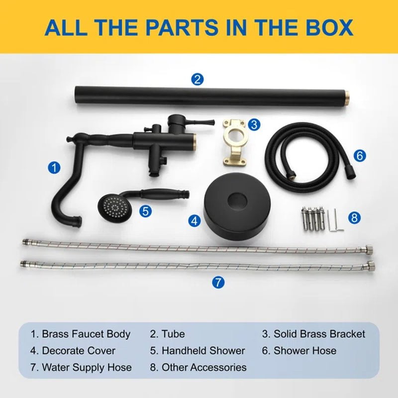 Single Handle Floor Mounted Freestanding Tub Filler with Handheld Shower