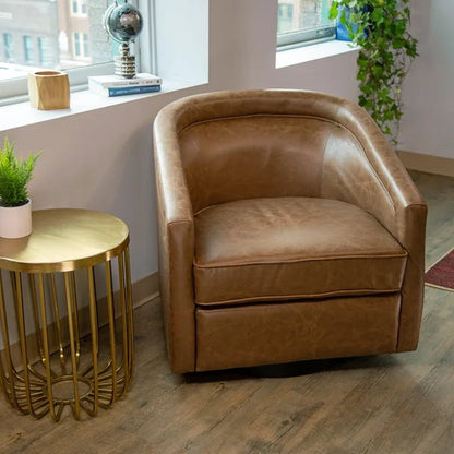 Kiersten Upholstered Swivel Barrel Chair