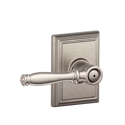 Birmingham Satin Nickel Privacy Bed/Bath Door Handle with Addison Trim